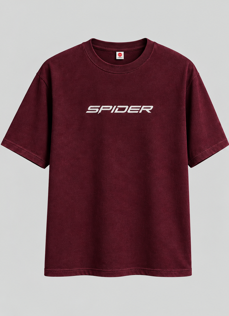 Loomix Spider Oversized T-Shirt | Bold Graphic Print | Maroon | Unisex Streetwear