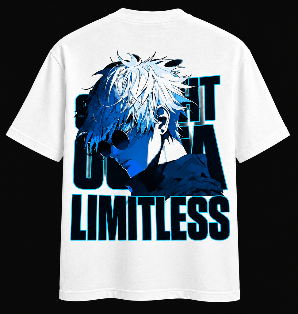 Loomix Limitless Oversized T-Shirt | Anime Graphic Print | White | Unisex | Kids & Adults